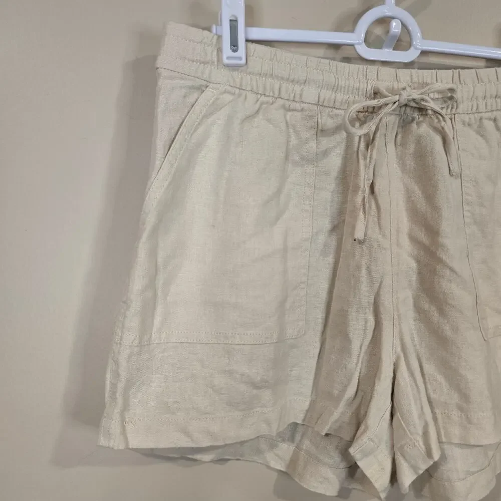 NEW NWT Women's J. Crew Cream Linen Blend Pull On Shorts | Size Small